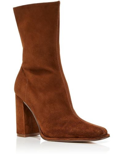 Aqua Law Leather Pull On Booties - Brown