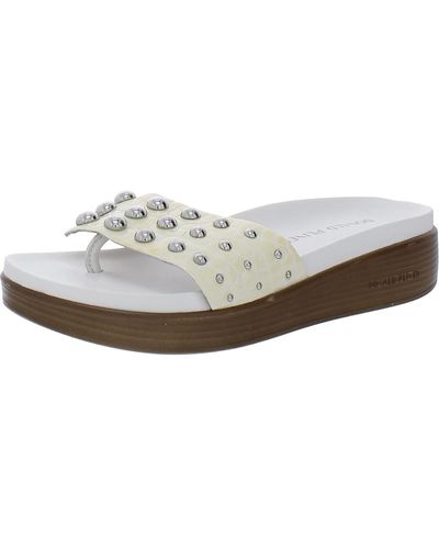 Donald J Pliner Patent Leather Studded Wedge Sandals - White