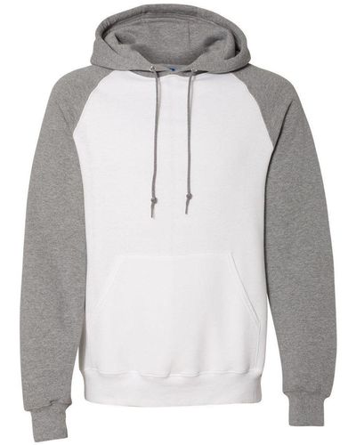 Russell Dri Power Colorblock Raglan Hooded Sweatshirt - Gray