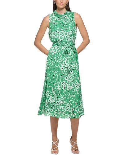 Karl Lagerfeld Floral Print Polyester Midi Dress - Green