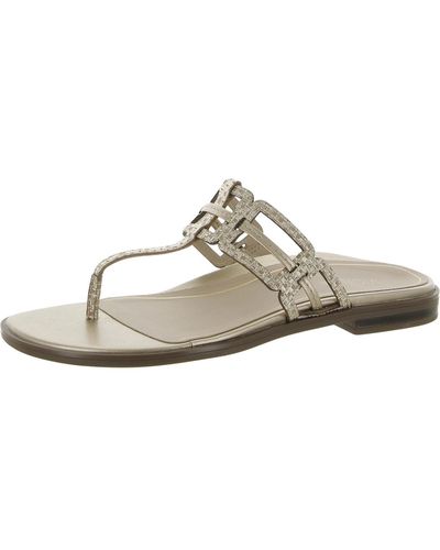 Vionic Alvana Leather Thong Slide Sandals - White