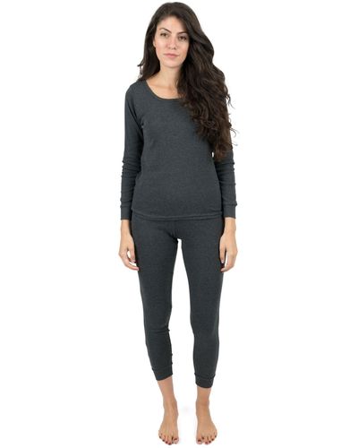 Leveret Two Piece Cotton Pajamas Neutral Solid Color - Black