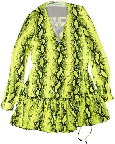Off-White c/o Virgil Abloh Yellow Snake Print Mini Dress - Green