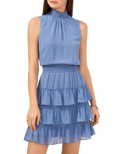 1.STATE Ruffled Tiered Mini Dress - Blue