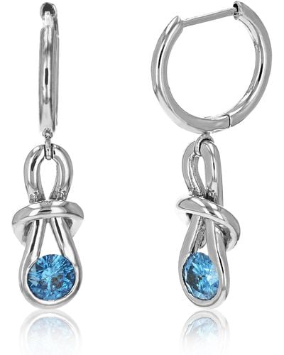 Vir Jewels 1/2 Cttw Diamond Dangle Earrings 14k White Gold Round Knot Design 1 Inch - Blue