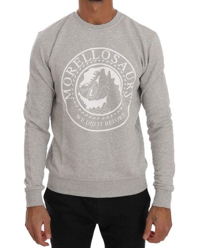 Frankie Morello Cotton Crewneck Pullover Sweater - Gray