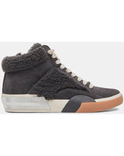 Dolce Vita Zilvia Plush Sneakers Anthracite Suede - Brown