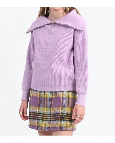 Molly Bracken Zip Turtleneck Sweater - Purple