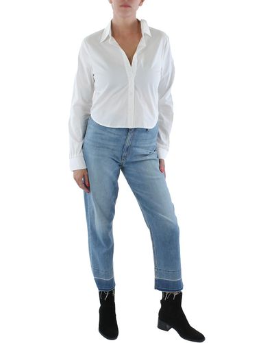 Kingston Grey Cotton Long Sleeves Button-down Top - Blue