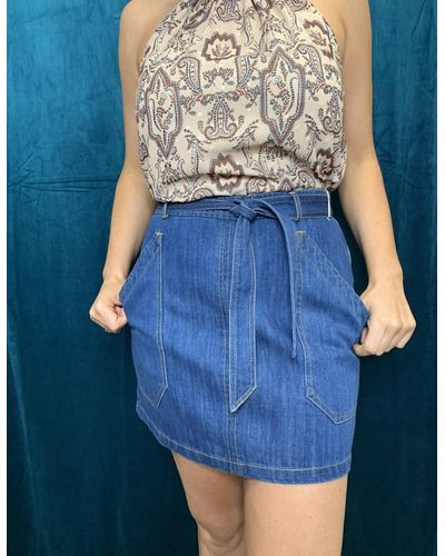 Bishop + Young Retro Belted Skirt - Blue