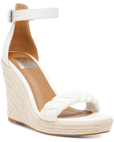 DV by Dolce Vita Harriat Faux Leather Ankle Strap Wedge Sandals - White