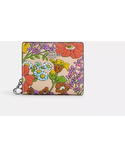 COACH Snap Wallet With Floral Print - White