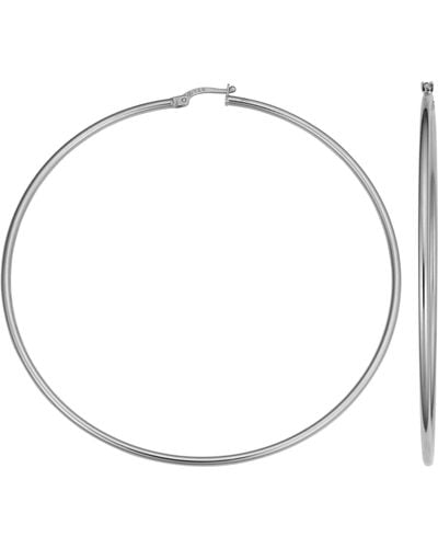 Fremada 14k White Large Hoop Earrings (2x70mm) - Metallic