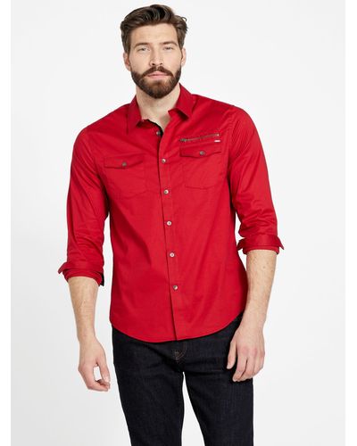 Guess Factory Linwood Poplin Shirt - Red