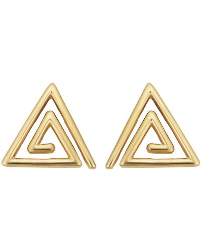 Fremada 14k Yellow Triangle Swirl Stud Earrings - Metallic
