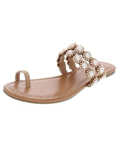 Thalia Sodi Joya Faux Leather Rhinestone Thong Sandals - Pink