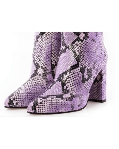 Toral Snake Print Ankle Boots - Purple