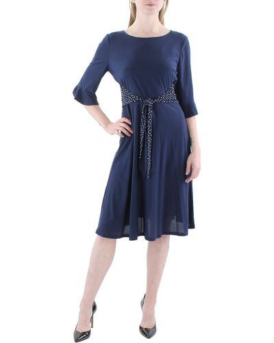 Chetta B Polka Dot Tie Waist Midi Dress - Blue