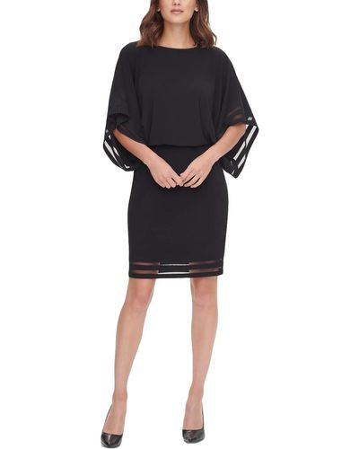 Jessica Howard Petites Illusion Blouson Wear To Work Dress - Black