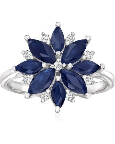 Ross-Simons Sapphire Flower Ring - Blue