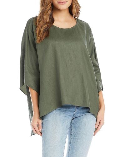 Karen Kane Slub Handkerchief Hem Pullover Top - Green