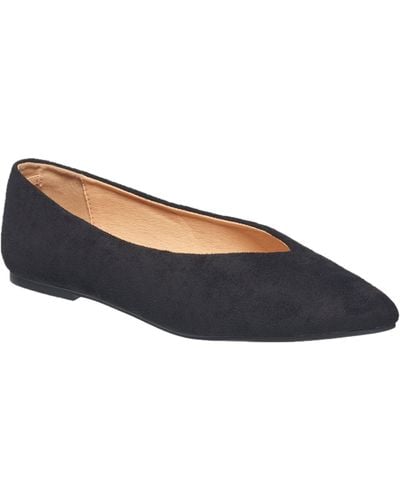 French Connection Almond Toe Ballet Flats With V Front - Blue