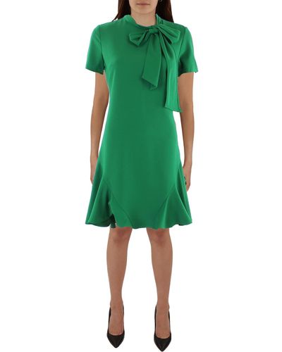 Cece Tie Neck Mini Shift Dress - Green