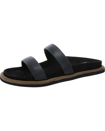 Zac Posen Shannon Leather Slip On Slide Sandals - Black
