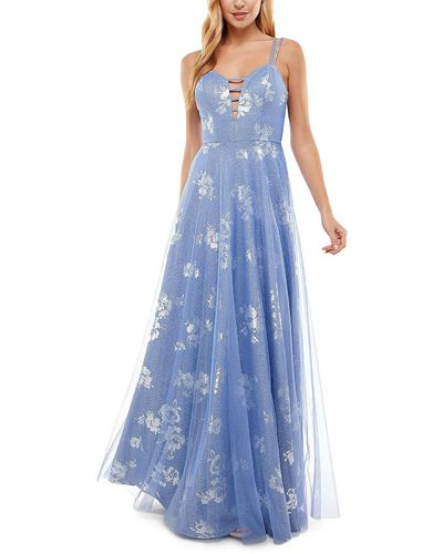 City Studios Juniors Glitter Prom Evening Dress - Blue