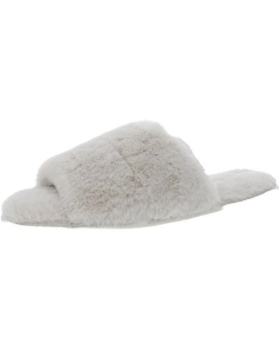 INC Faux Fur Indoor/outdoor Slingback Slippers - White