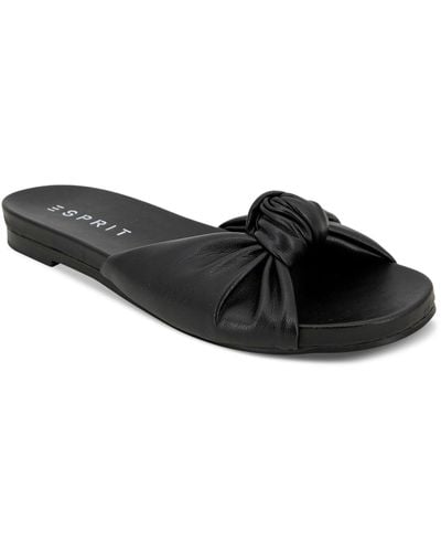 Esprit Tyla Faux Leather Footbed Slide Sandals - Black