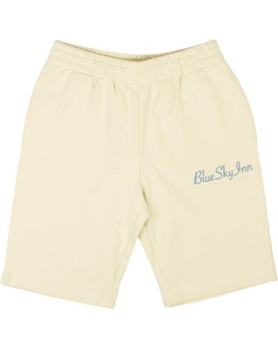 BLUE SKY INN Cream Embroidered Logo Sweat Shorts - Natural