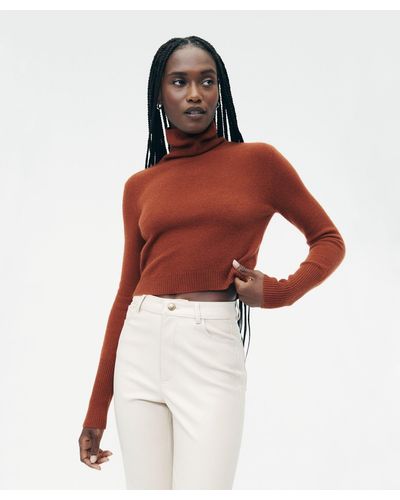 NAADAM Cashmere Cropped Turtleneck - Red