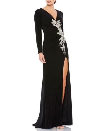 Mac Duggal Embellished Ruched Evening Dress - Black