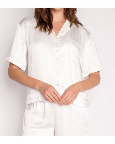 Pj Salvage Luxe Aloe Bridal Short Sleeve Top - White