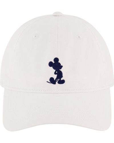 Disney Mickey Dad Cap Brush Washed Cotton Twill Embroidery - White
