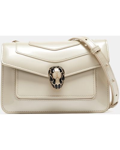 BVLGARI Offpatent Leather Small Serpenti Forever Shoulder Bag - Natural