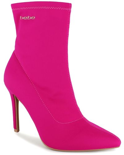 Bebe Kandey Zipper Pointed Toe Ankle Boots - Red