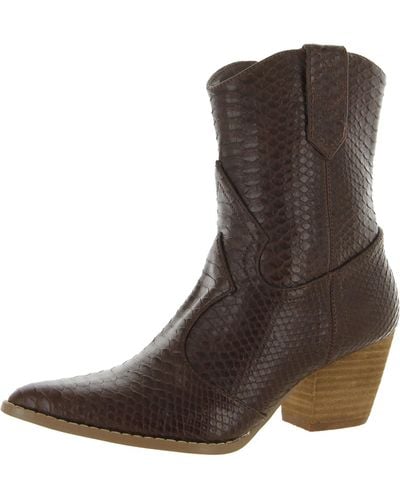 Matisse Bambi Crocodile Print Pointed Toe Cowboy, Western Boots - Brown