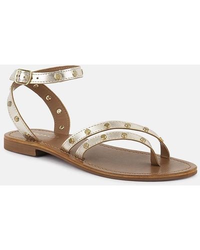 Rag & Co Oprah Studs Embellished Flat Sandals - Metallic