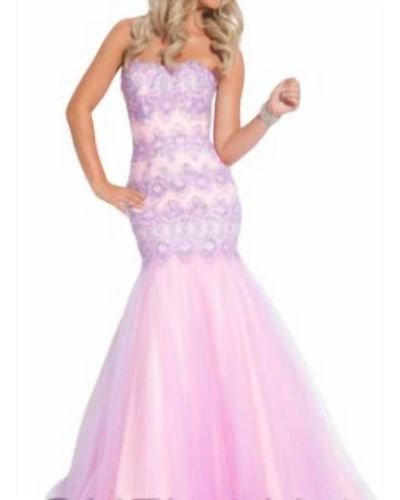 Rachel Allan Strapless Fit And Flare Gown - Pink
