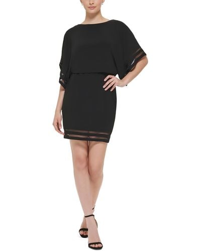 Jessica Howard Illusion Midi Cocktail And Party Dress - Black