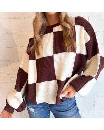 ..,merci Wood Checker Sweater - Brown