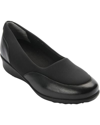 Drew London Ii Round Toe Leather Wedge Heels - Black
