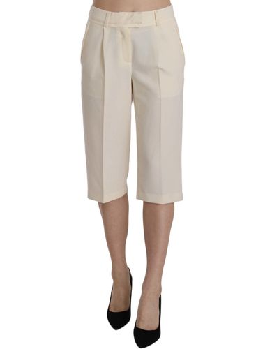 Silvian Heach Mid Waist Cotton Straight Cropped Pants - White