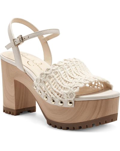 Jessica Simpson Timia Woven Slingback Platform Sandals - Natural