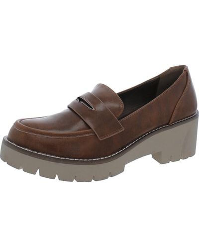 Aqua College Daria Leather Slip-on Loafers - Brown