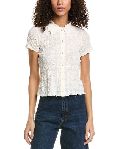 Vince Smocked Top - White