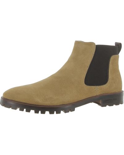 Kenneth Cole Tully Lug Suede Stretch Chelsea Boots - Brown