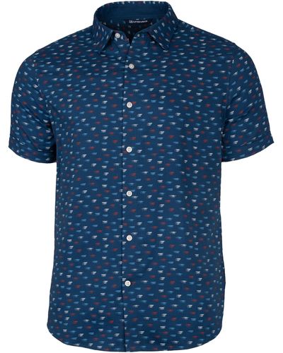 Cutter & Buck Windward Daub Print Short Sleeve Shirt - Blue